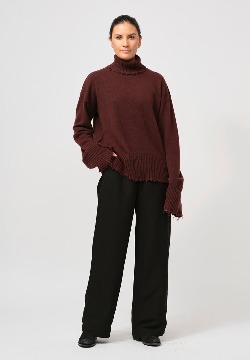 Uma Wang Cashmere Turtleneck Sweater in Brown Red	