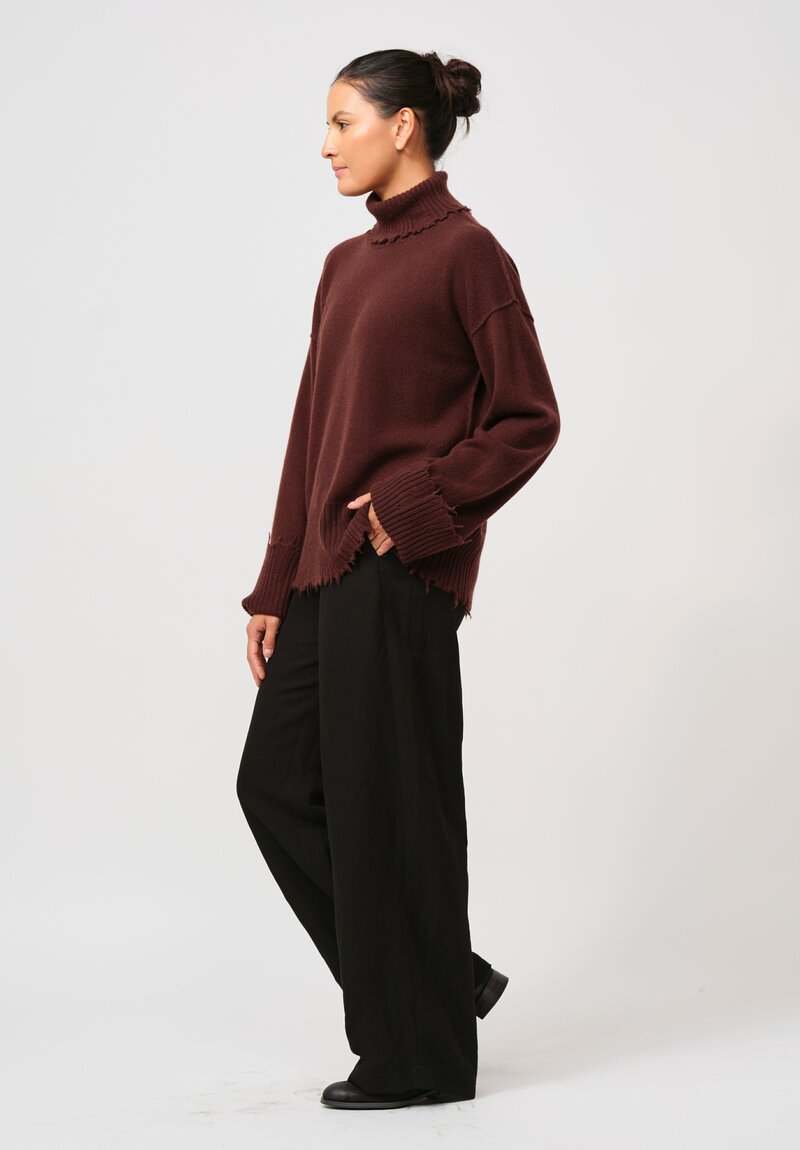 Uma Wang Cashmere Turtleneck Sweater in Brown Red	