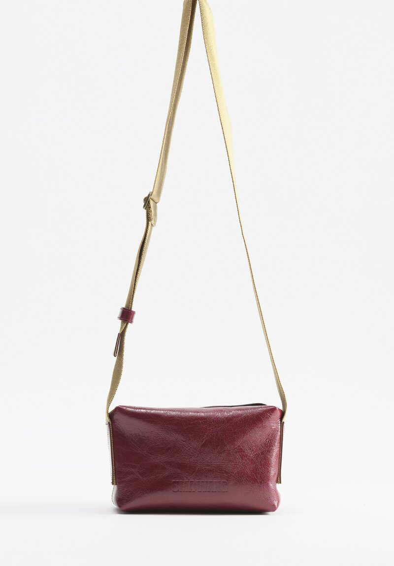 Uma Wang Small Leather Shoulder Bag with Camera Strap in Red	