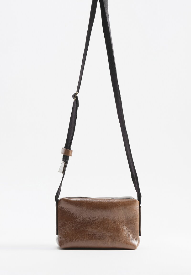 Uma Wang Small Leather Shoulder Bag with Camera Strap in Brown	