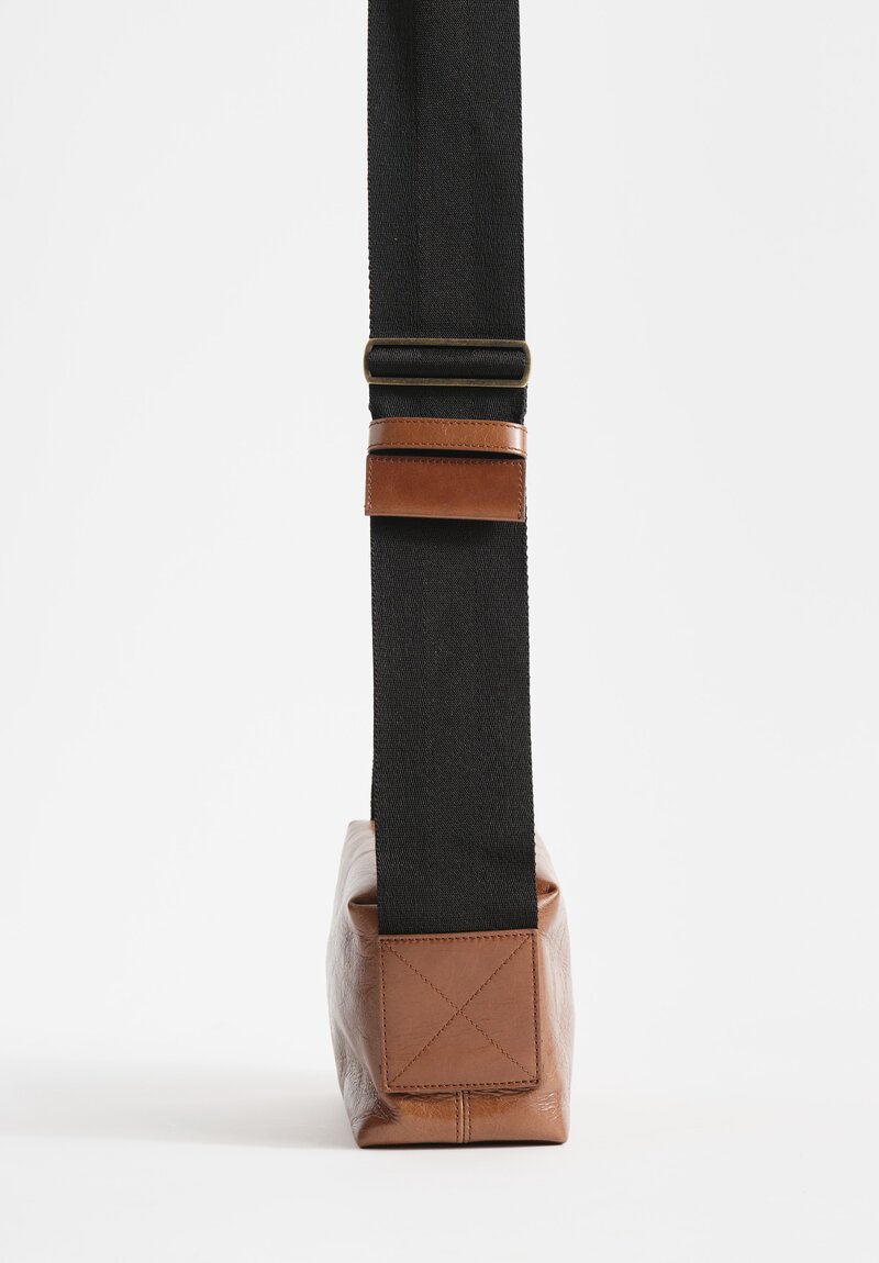 Uma Wang Small Leather Shoulder Bag with Camera Strap in Brown	