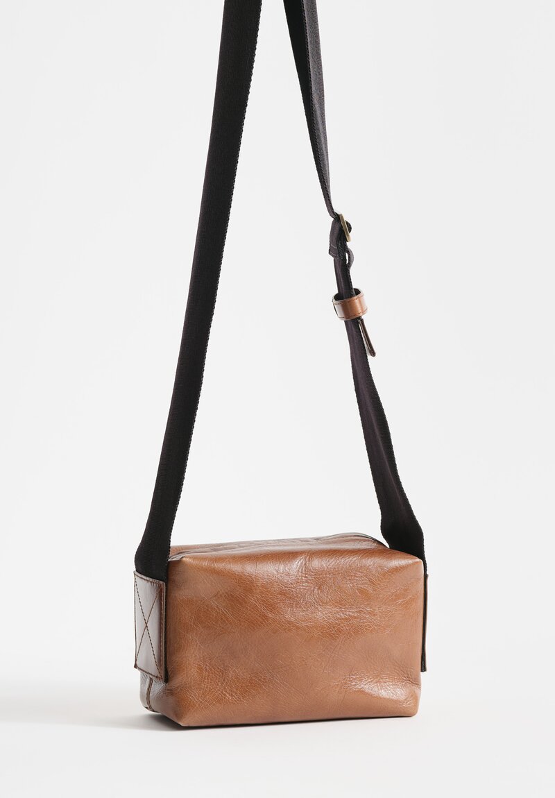 Uma Wang Small Leather Shoulder Bag with Camera Strap in Brown	