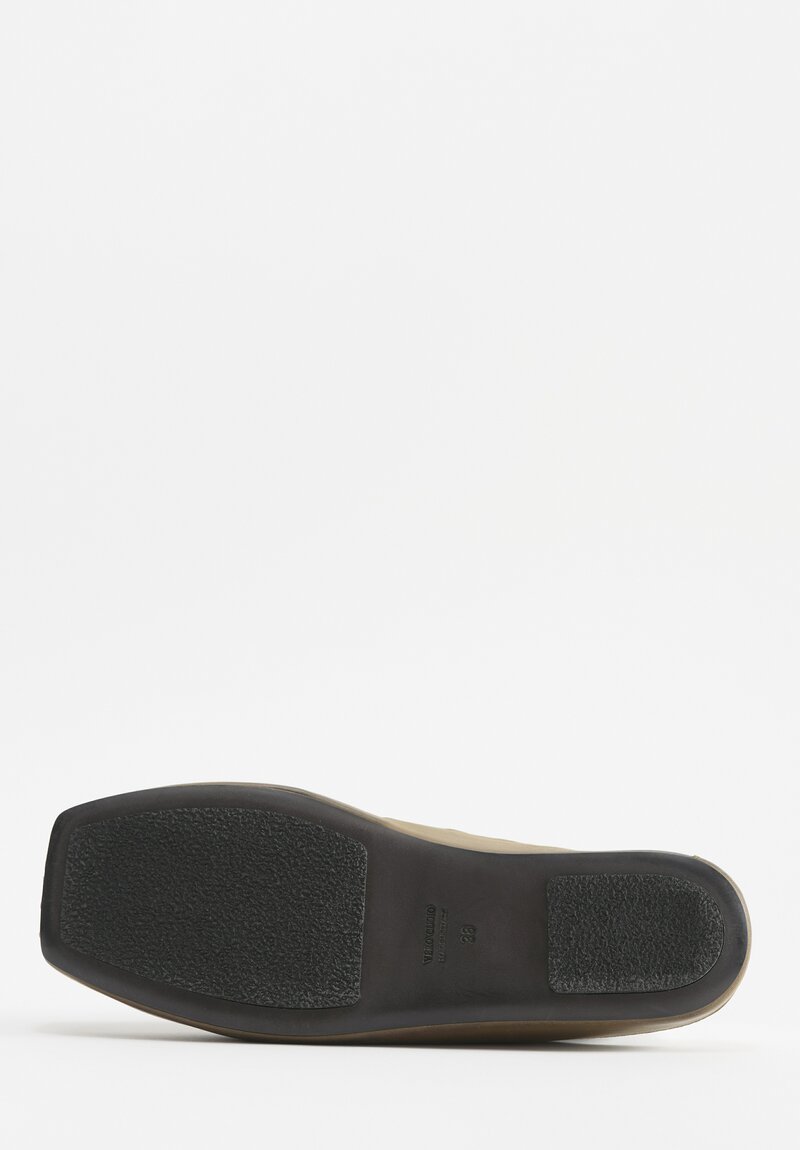 Uma Wang Leather Ballet Mules in Dark Olive Green	