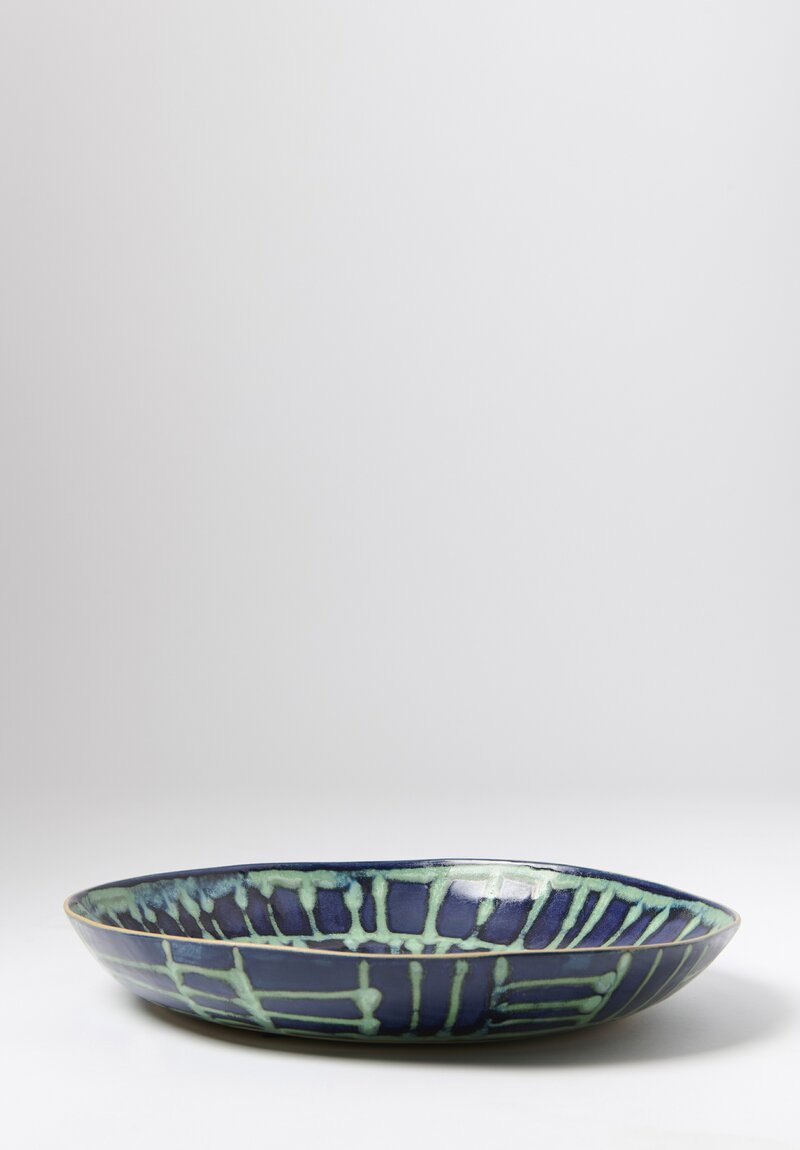 Laurie Goldstein Large Flat Patterned Bowl in Lavender & Green	