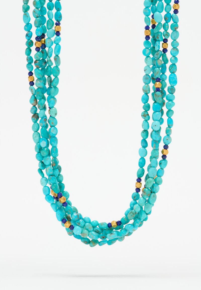 Greig Porter 18K, Sleeping Beauty Turquoise & Lapis Lazuli 5-Strand Necklace	