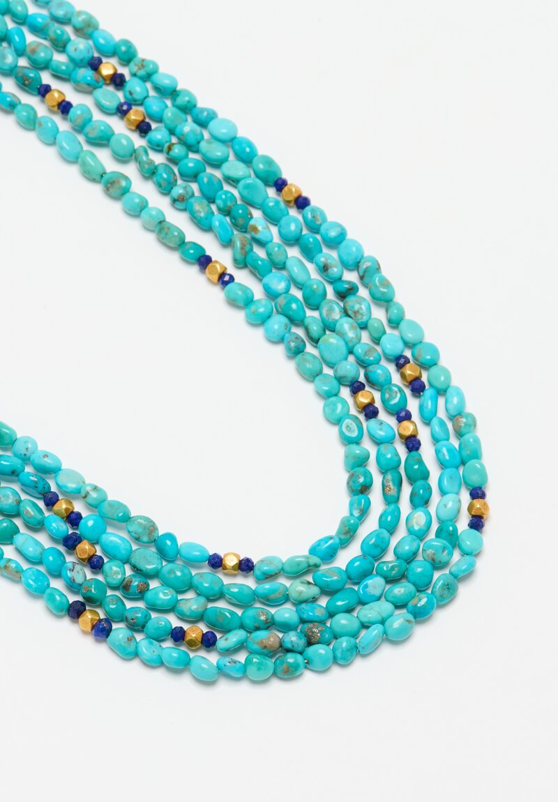 Greig Porter 18K, Sleeping Beauty Turquoise & Lapis Lazuli 5-Strand Necklace	