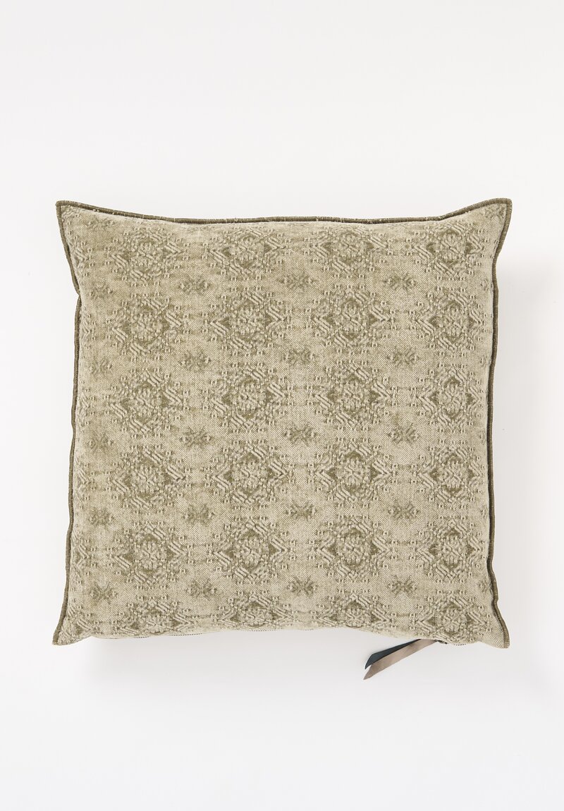 Maison de Vacances Stone Washed Jacquard Square Pillow in Kilim Khaki	