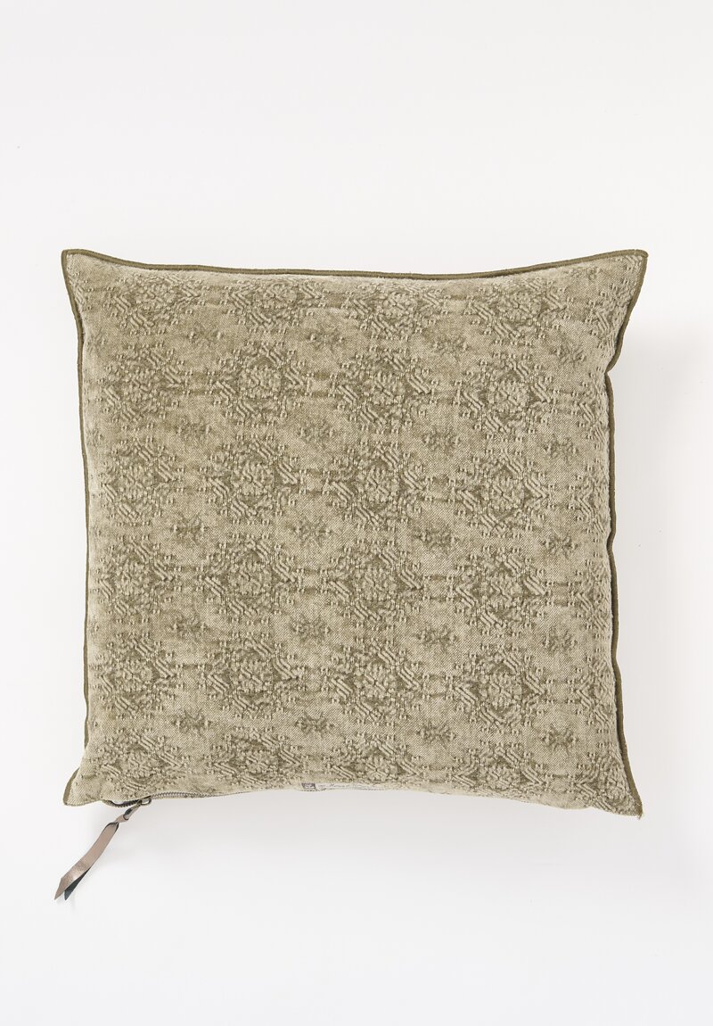 Maison de Vacances Stone Washed Jacquard Square Pillow in Kilim Khaki	