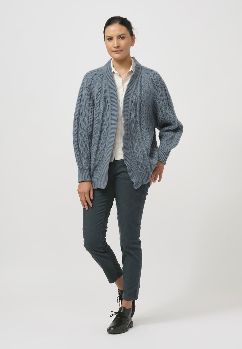 Begg x Co Cashmere Omono Cardigan in Norfolk Blue	