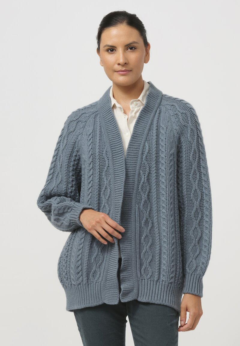 Begg x Co Cashmere Omono Cardigan in Norfolk Blue	