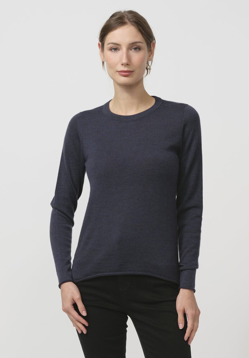 Begg x Co Cashmere Knit Refine Top in Navy Blue	