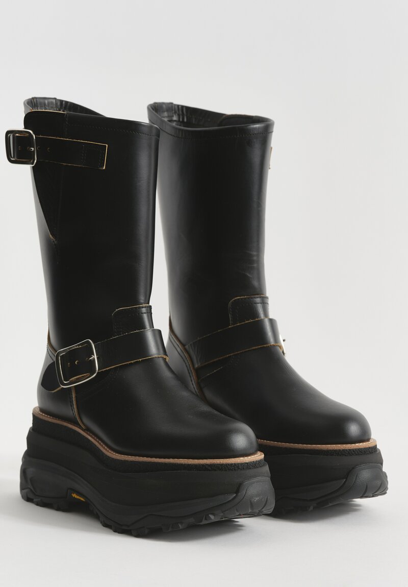 Sacai Buckled Engineer Boots in Black	