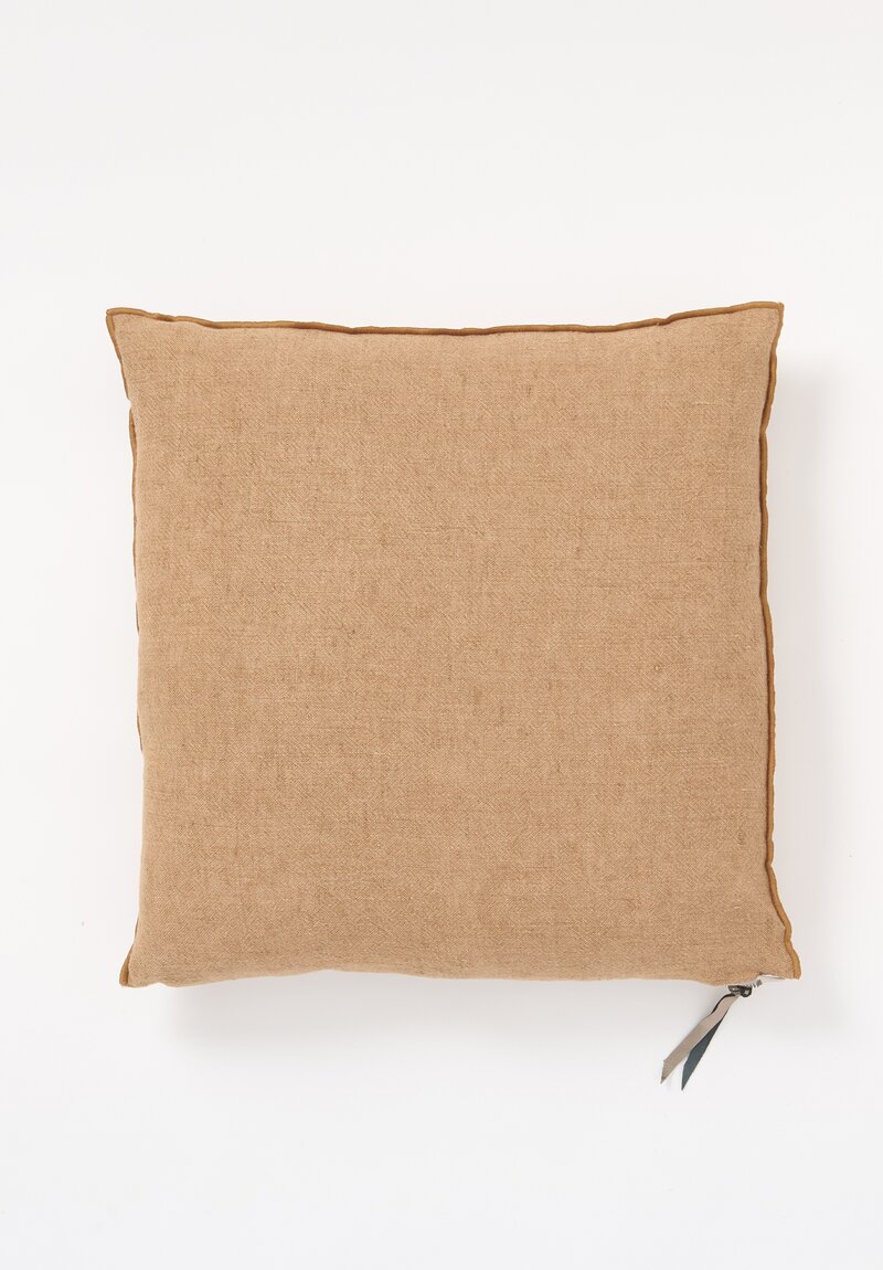 Maison de Vacances Square Washed Linen Crepon Pillow in Terracotta Pink	