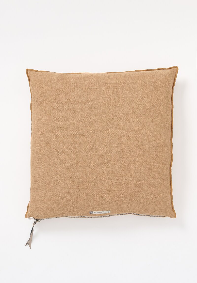 Maison de Vacances Square Washed Linen Crepon Pillow in Terracotta Pink	