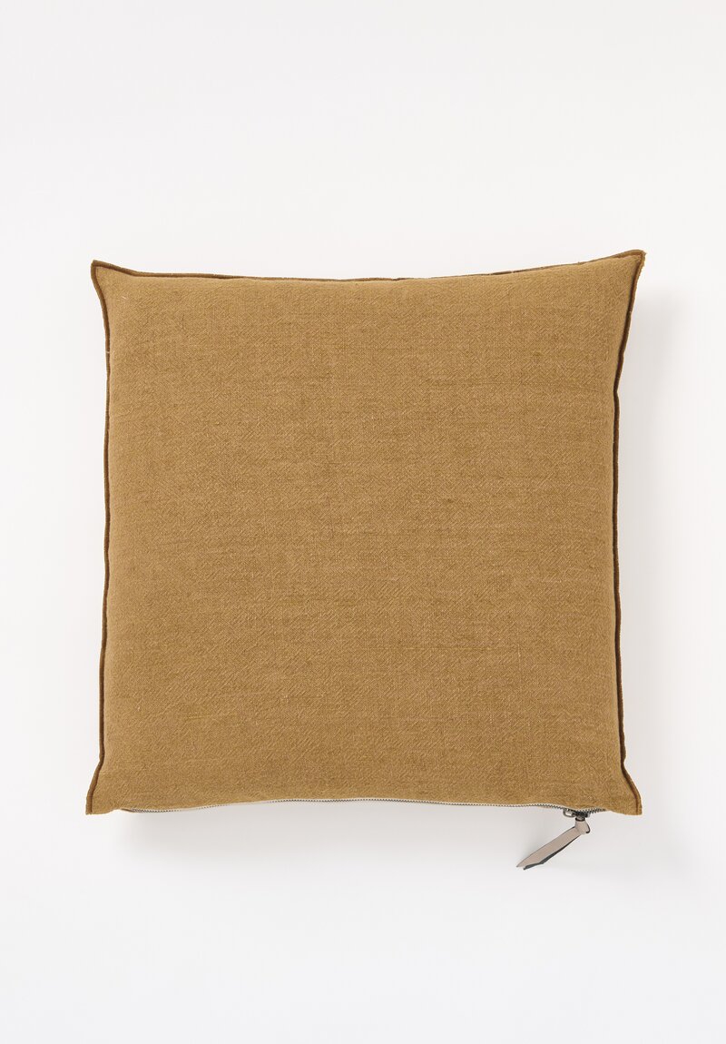 Maison de Vacances Square Washed Linen Crepon Pillow in Havane	