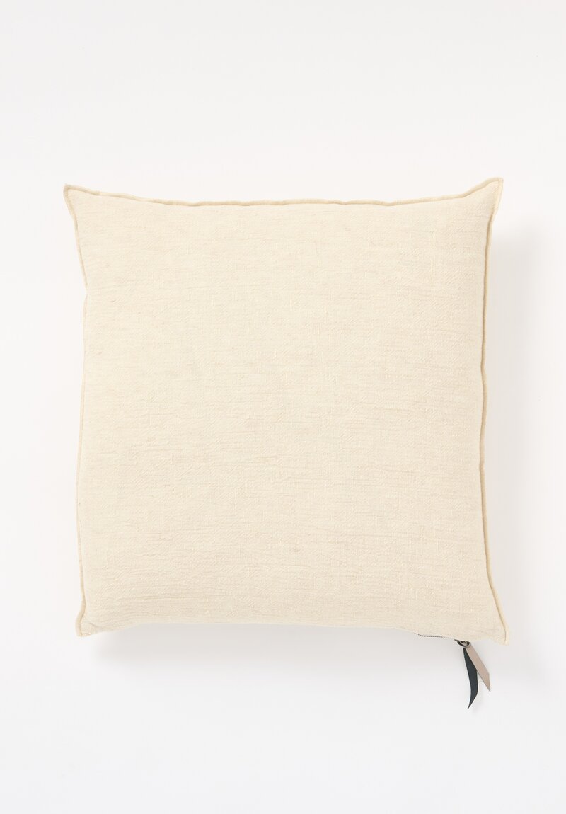 Maison de Vacances Square Washed Linen Crepon Pillow in Flor di Latte	