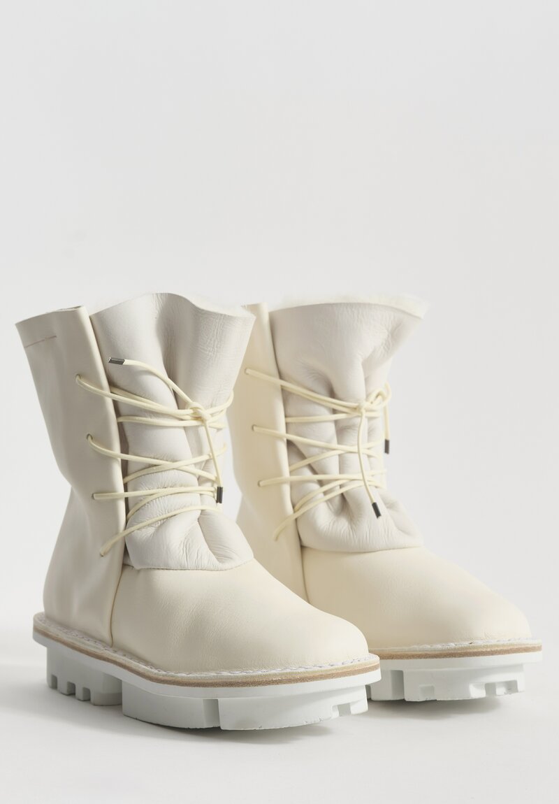 Trippen Sheepskin-Lined Curtain Boots in White	