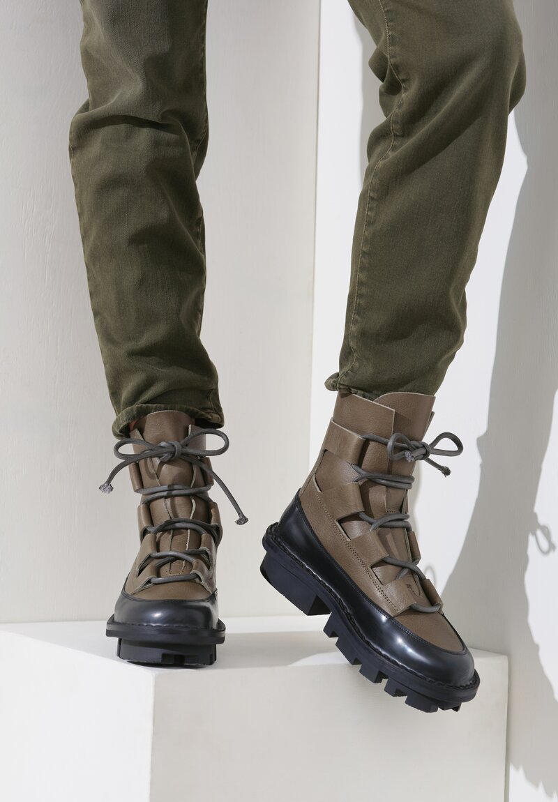 Trippen Lace Up Proof Boot in Black & Grey	