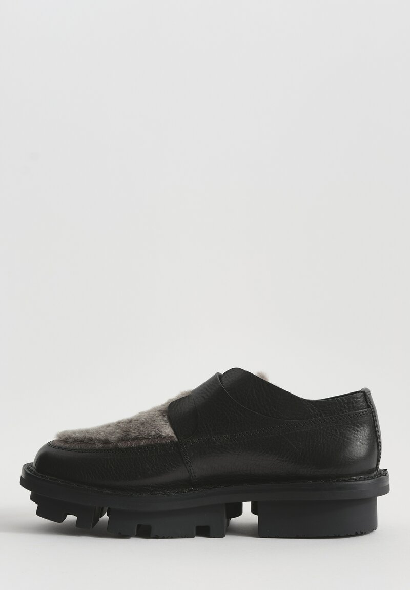 Trippen Sheepskin-Lined Transform Shoe in Steel & Black	