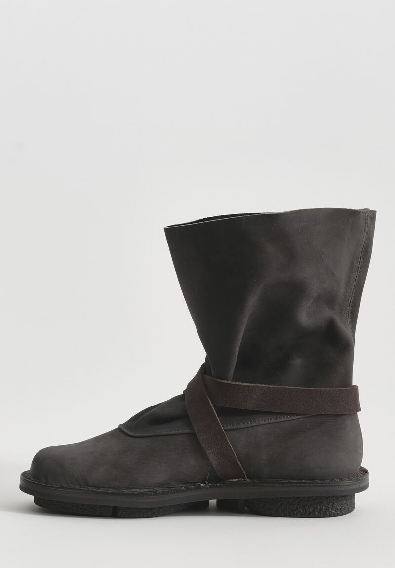 Trippen Nubuck Leather Fold Boot in Espresso Brown	