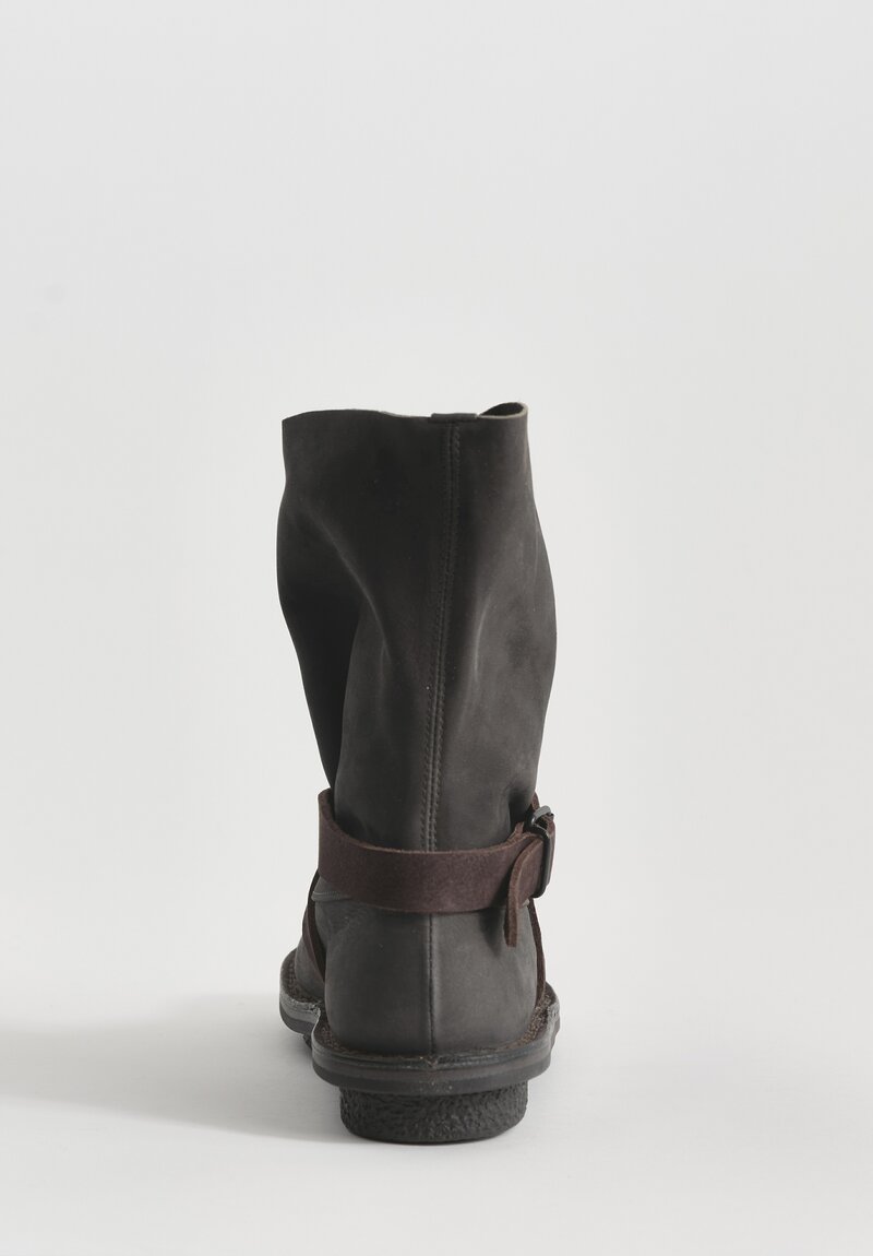 Trippen Nubuck Leather Fold Boot in Espresso Brown	