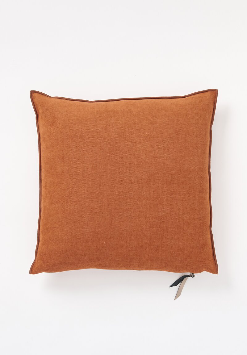 Maison de Vacances Chenille Soft Washed Linen Square Pillow in Rouille	