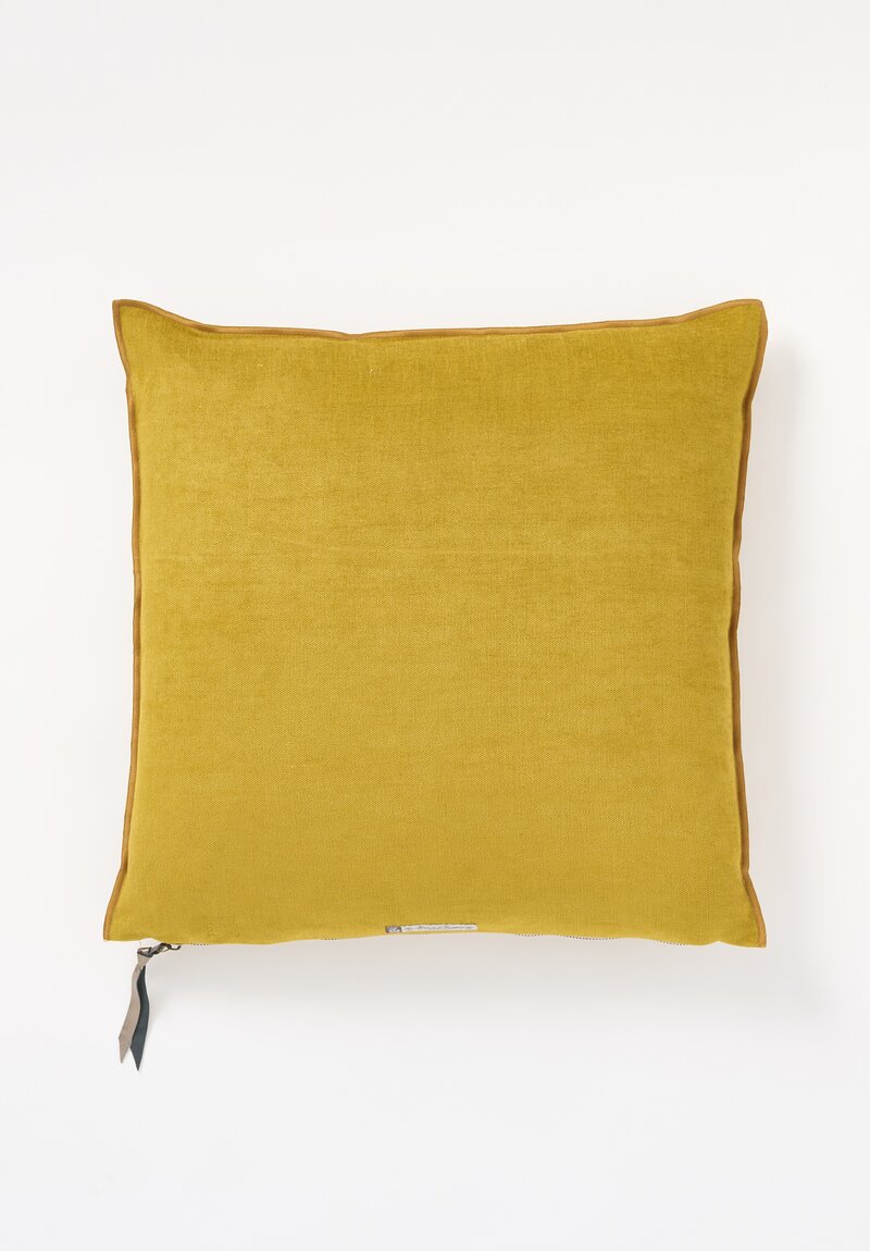 Maison de Vacances Chenille Soft Washed Linen Square Pillow in Ocre	