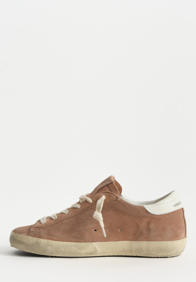 Golden Goose Suede Super Star Sneakers in Pink, Silver & White	