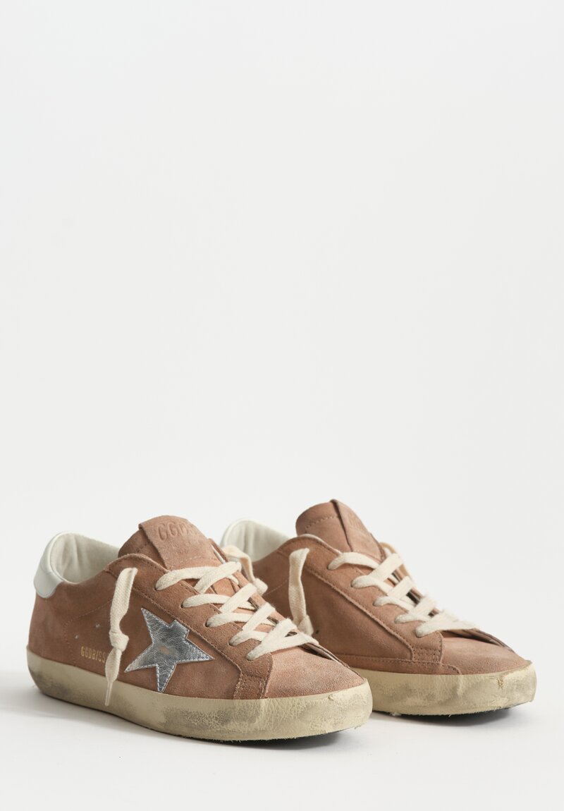 Golden Goose Suede Super Star Sneakers in Pink, Silver & White	