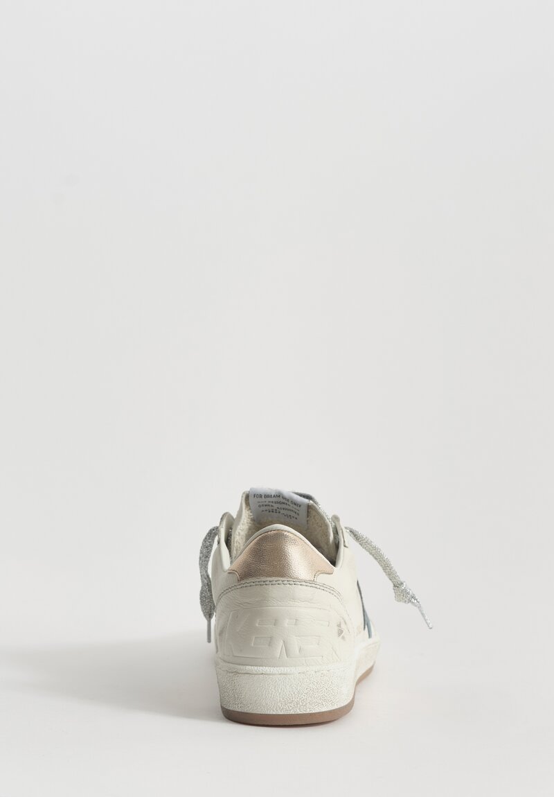 Golden Goose Ball Star Shoe in White, Smoke Blue & Peach	