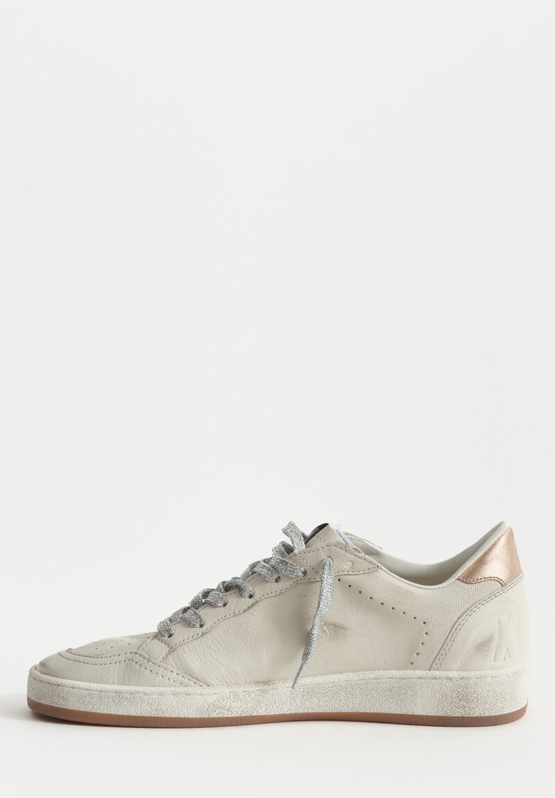 Golden Goose Ball Star Shoe in White, Smoke Blue & Peach	