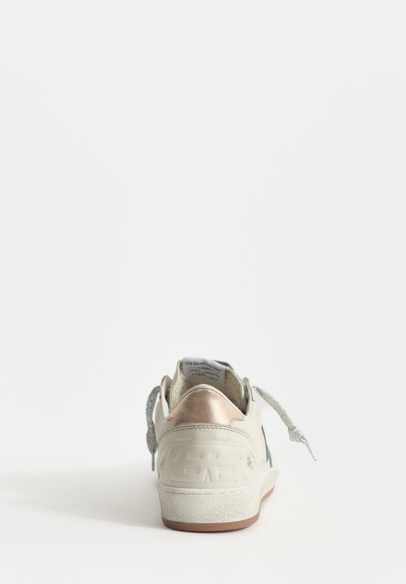 Golden Goose Ball Star Shoe in White, Smoke Blue & Peach	