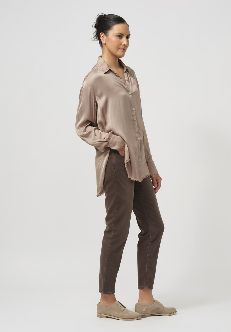 Jaga Button-Down Capri Shirt in Shiitake Natural	