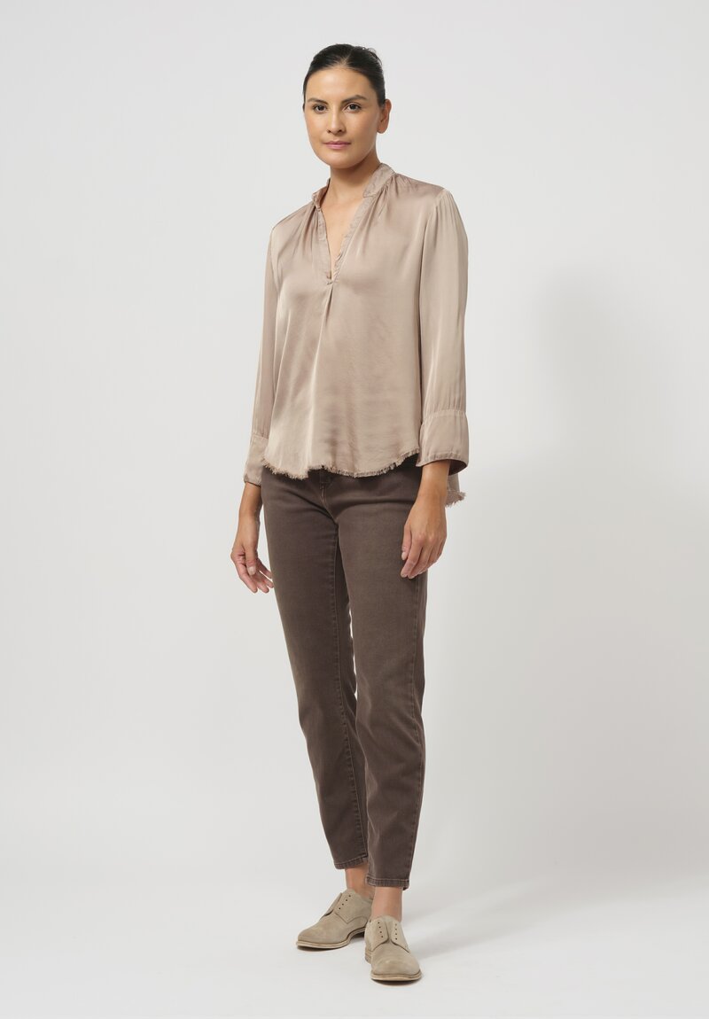 Jaga Satin Sofia Top in Shiitake Natural	