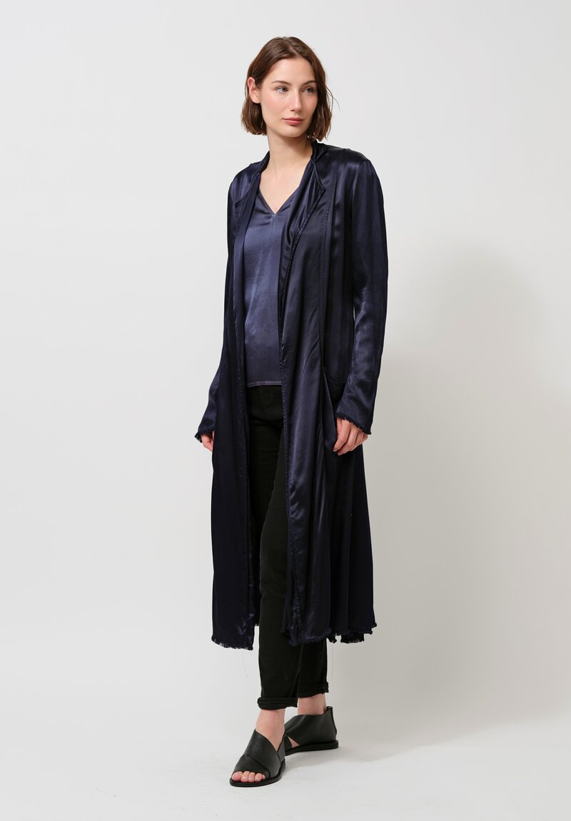 Jaga Cocktail Length Monaco Coat in Navy Blue