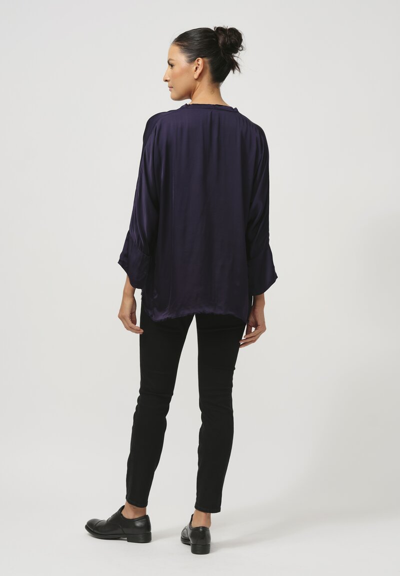 Jaga Satin Layla Blouse in Raisin Blue	