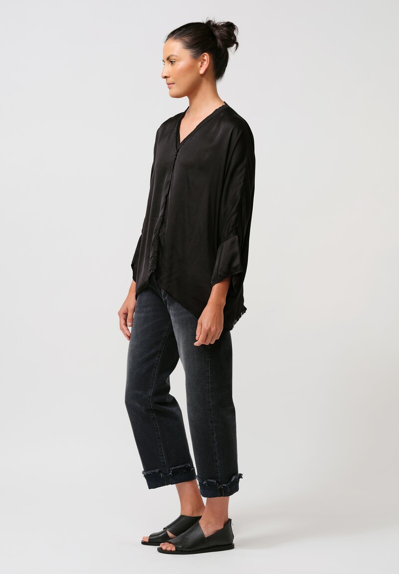 Jaga Satin Layla Blouse in Jet Black