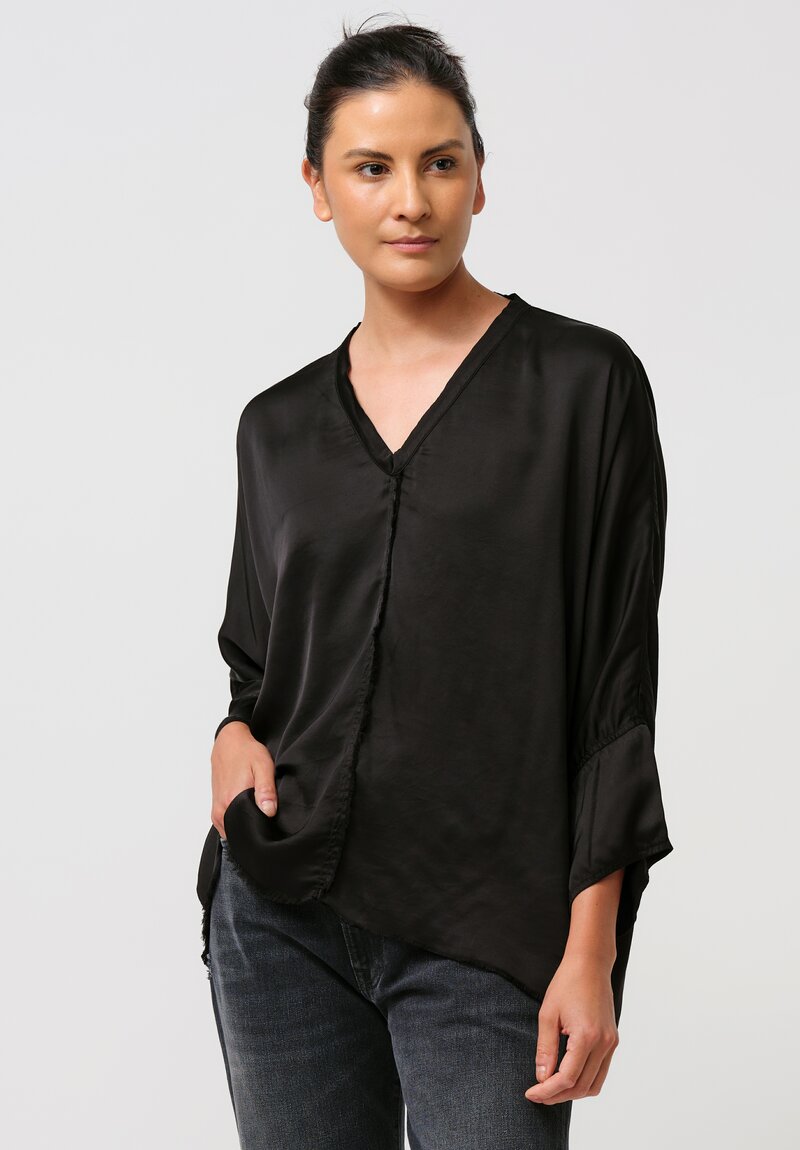 Jaga Satin Layla Blouse in Jet Black