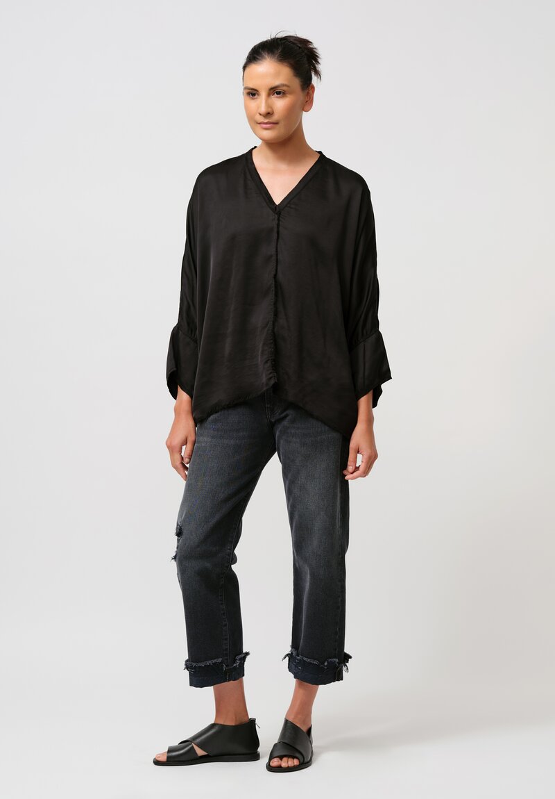 Jaga Satin Layla Blouse in Jet Black
