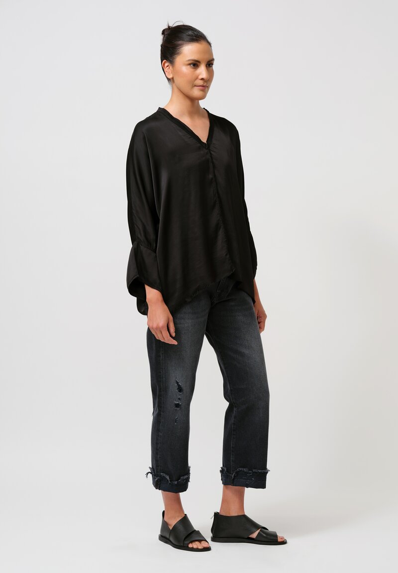 Jaga Satin Layla Blouse in Jet Black
