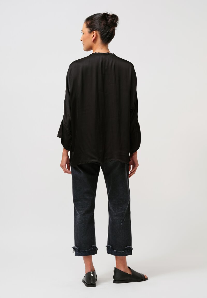 Jaga Satin Layla Blouse in Jet Black