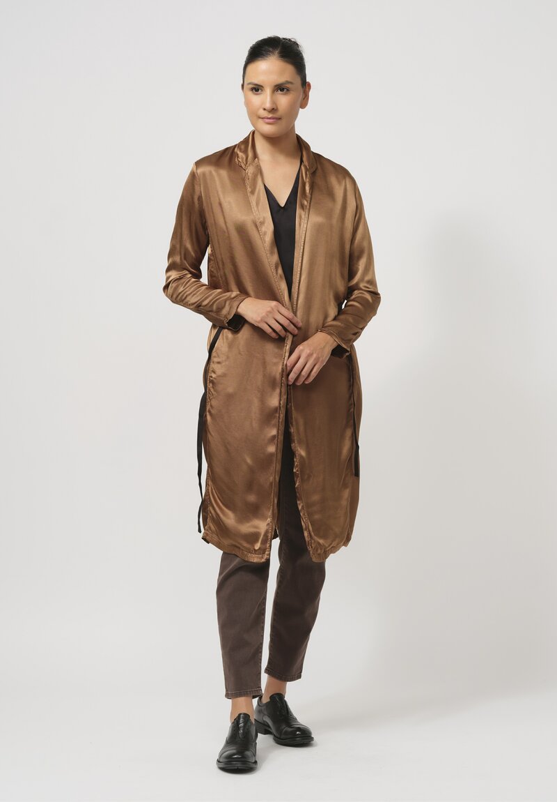 Jaga Belted Satin Ali Duster in Caramel Brown	