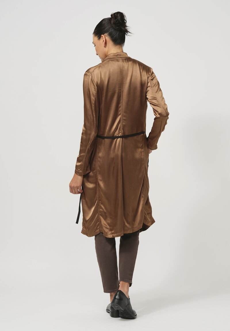 Jaga Belted Satin Ali Duster in Caramel Brown	