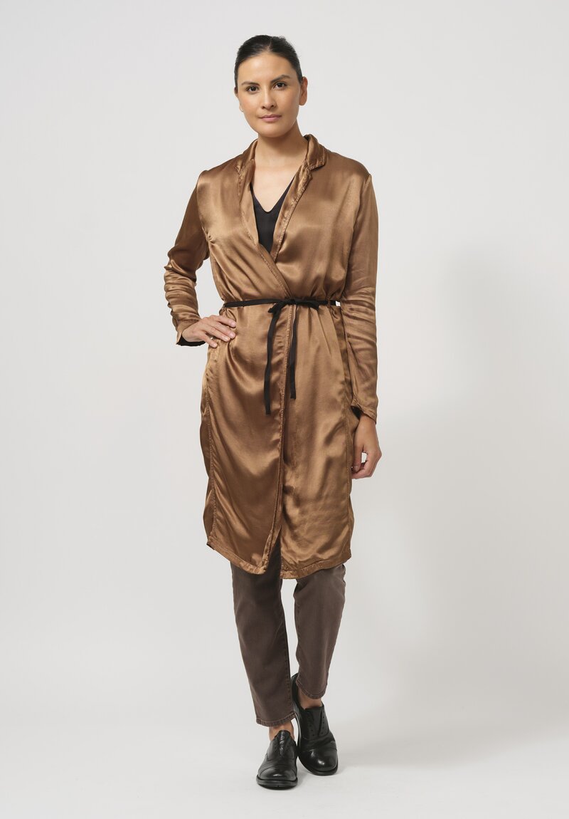 Jaga Belted Satin Ali Duster in Caramel Brown	