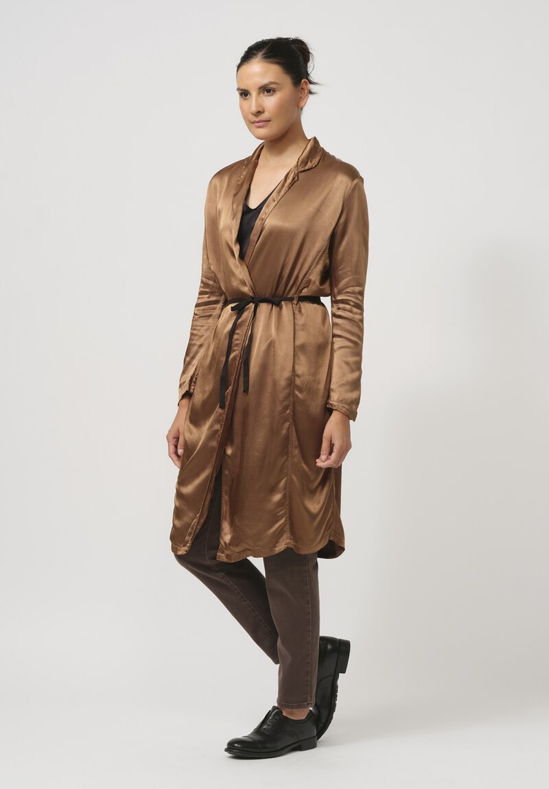 Jaga Belted Satin Ali Duster in Caramel Brown	