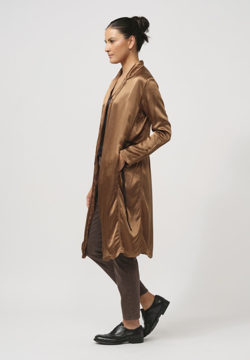 Jaga Belted Satin Ali Duster in Caramel Brown	