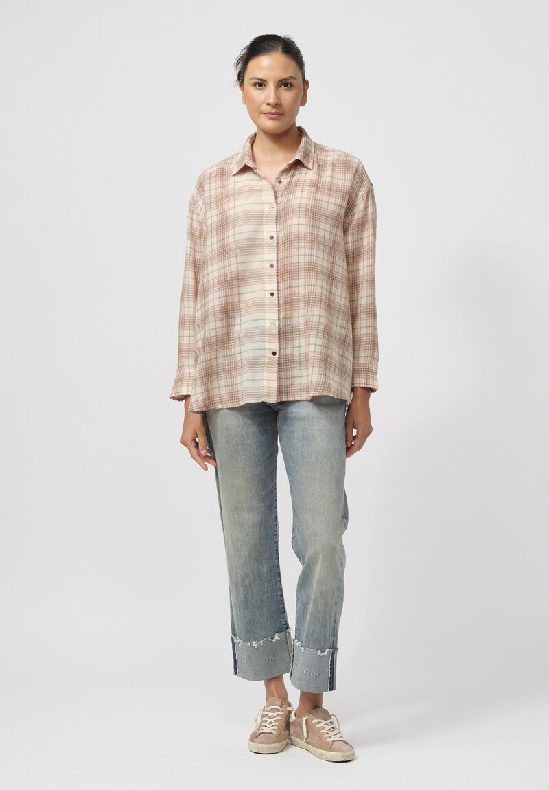 Péro Soft Woolen Shirt in Brown & Cream Plaid	