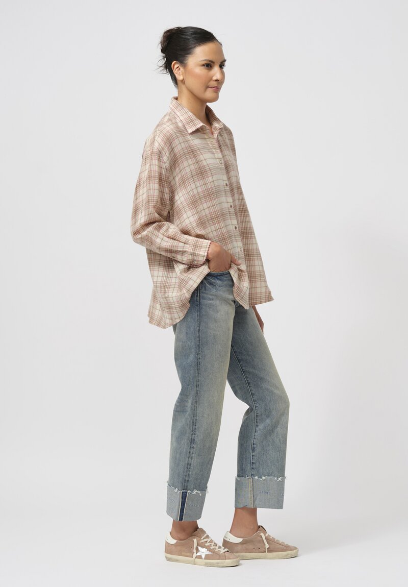 Péro Soft Woolen Shirt in Brown & Cream Plaid	