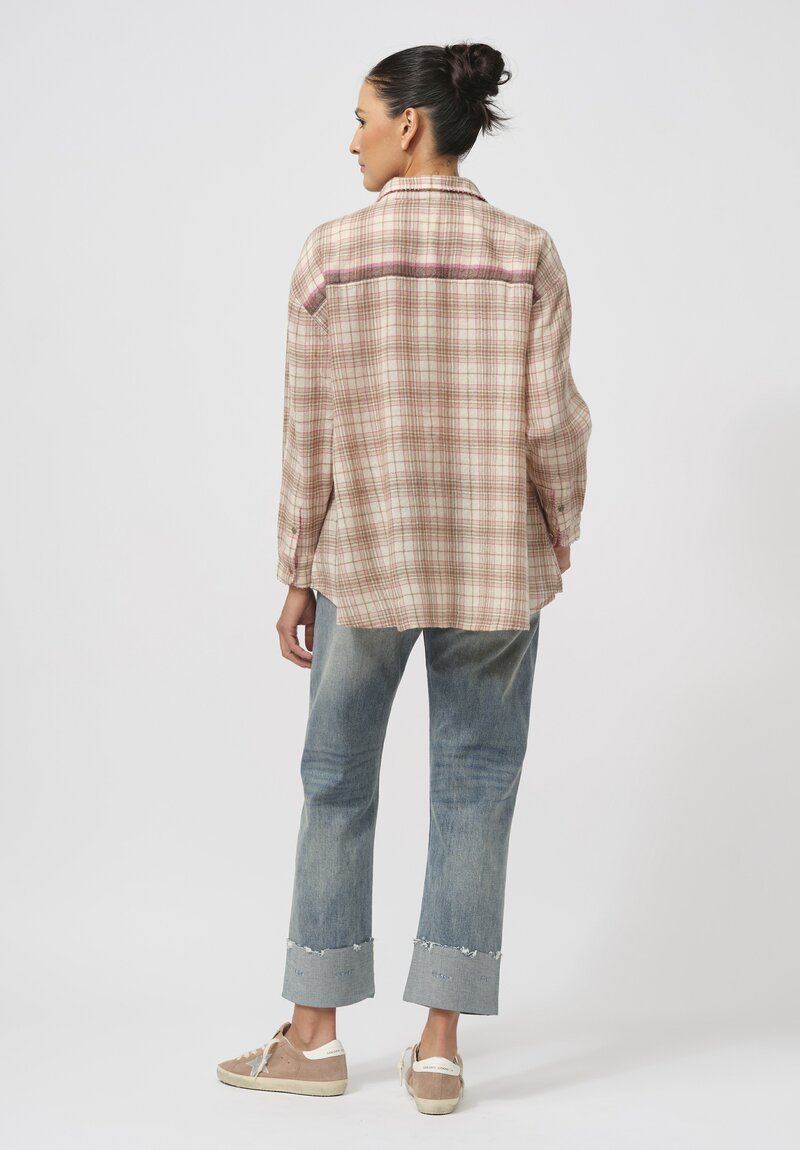 Péro Soft Woolen Shirt in Brown & Cream Plaid	