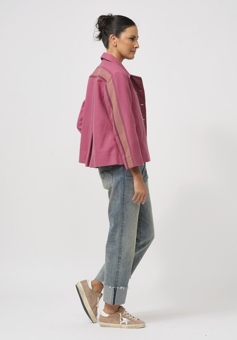 Péro Reversible Double-Breasted Jacket in Pink Stripe	